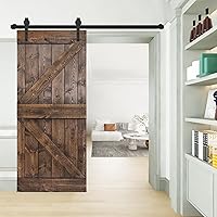 Vista 61 de K Style - Losa para puerta corrediza de granero de madera maciza con acabado de nogal oscuro y café Kona (24 x 84 pulgadas), requiere montaje