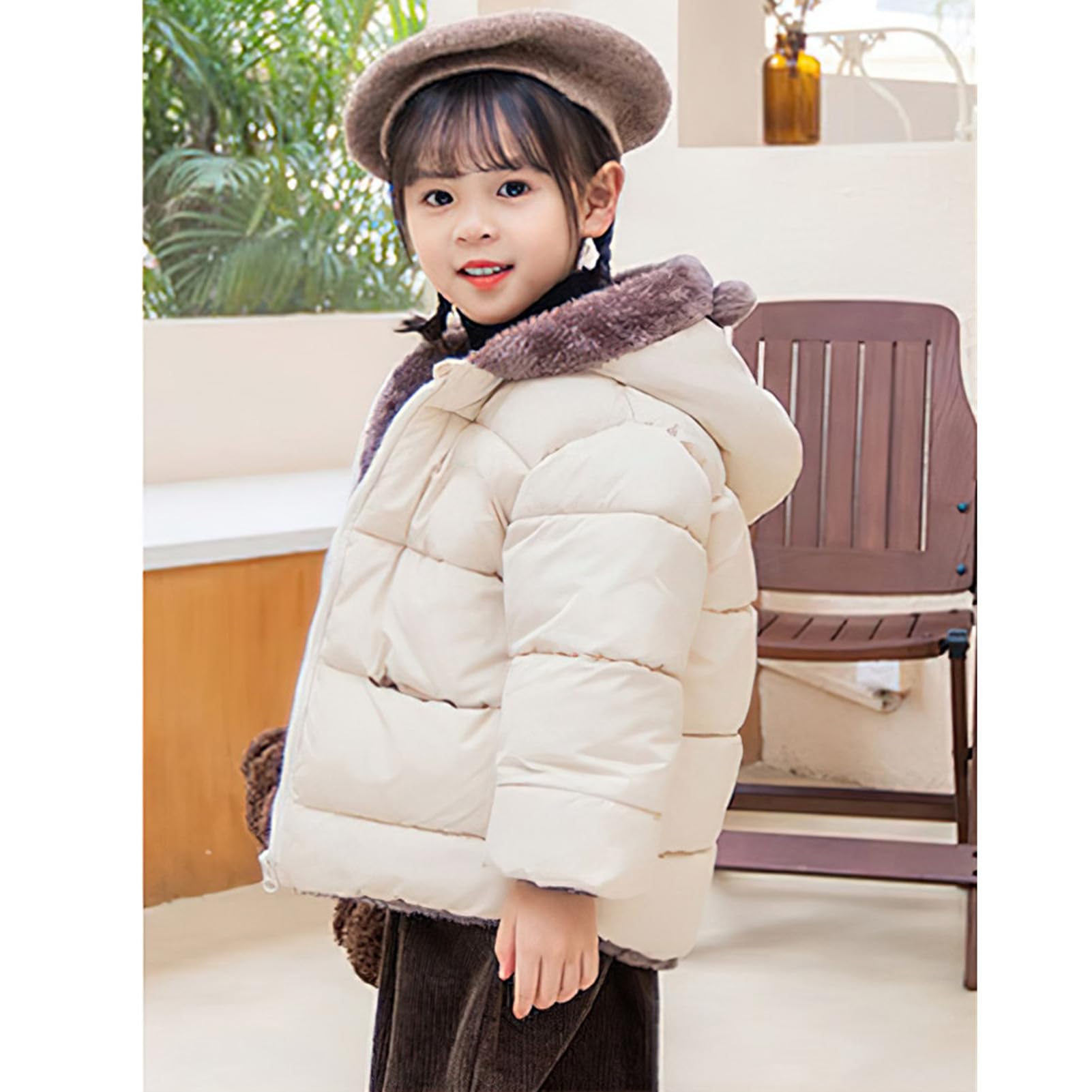 amropi Niños Niñas Chaqueta Forro Polar Abrigos con Capucha Parka Invierno Cálido Jacket por 1-6 años