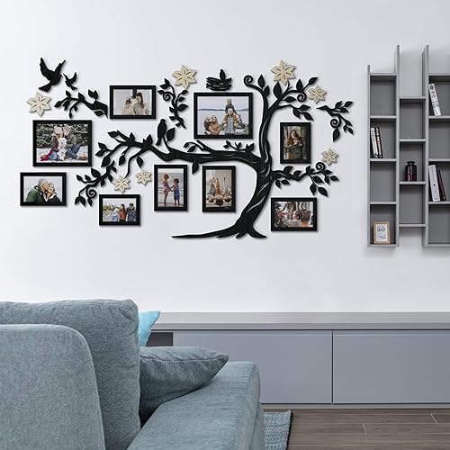 Miniatura 3 de 78x44" Large Home Decor Wood Family Tree Wall Decal with Frame Pictures STANDARD, Decoraciones Para Salas de Casa Wall Art, Wall Stickers for Living