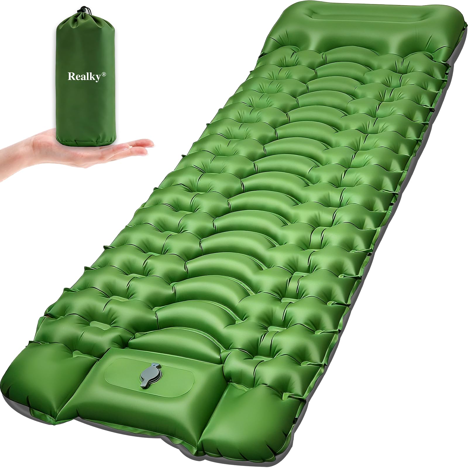Isomatte Camping Luftmatratze Aufblasbare Matratze, Ultraleicht, Kompakte, Dick, Aufblasbar Sleeping Mat Strandmatte Outdoor mit Fußpumpe Kissen, Wasserdicht Schlafmatte für Wandern Strand Zelt Reisen