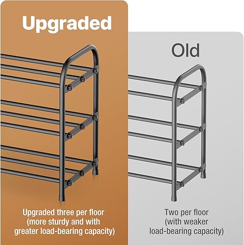 Miniatura 7 de Zapatero expandible de 3 niveles, zapatero ajustable de 17 a 31 pulgadas para armario, organizador de zapatos, adecuado para espacios pequeños,