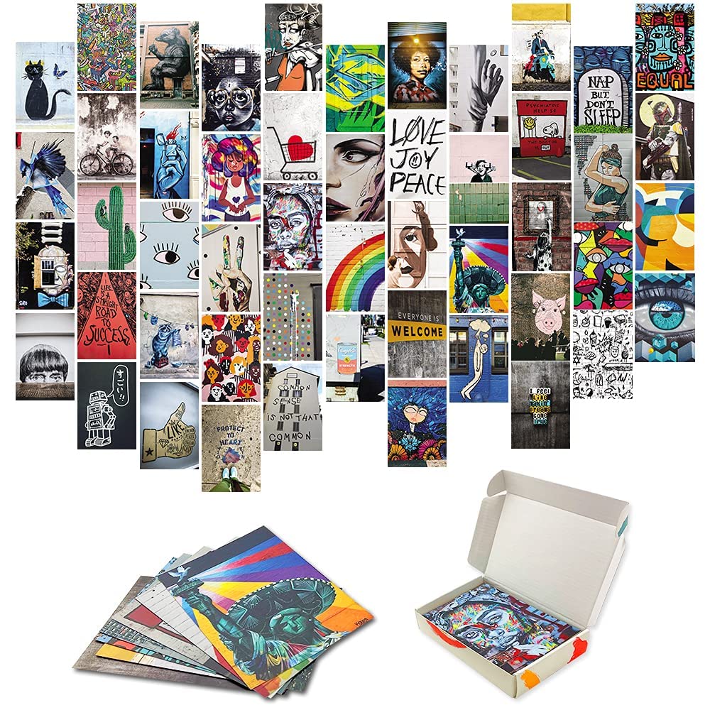 Buy Sumairu Aesthetic Picture Collage Kit for Wall 50 Pcs Street Art