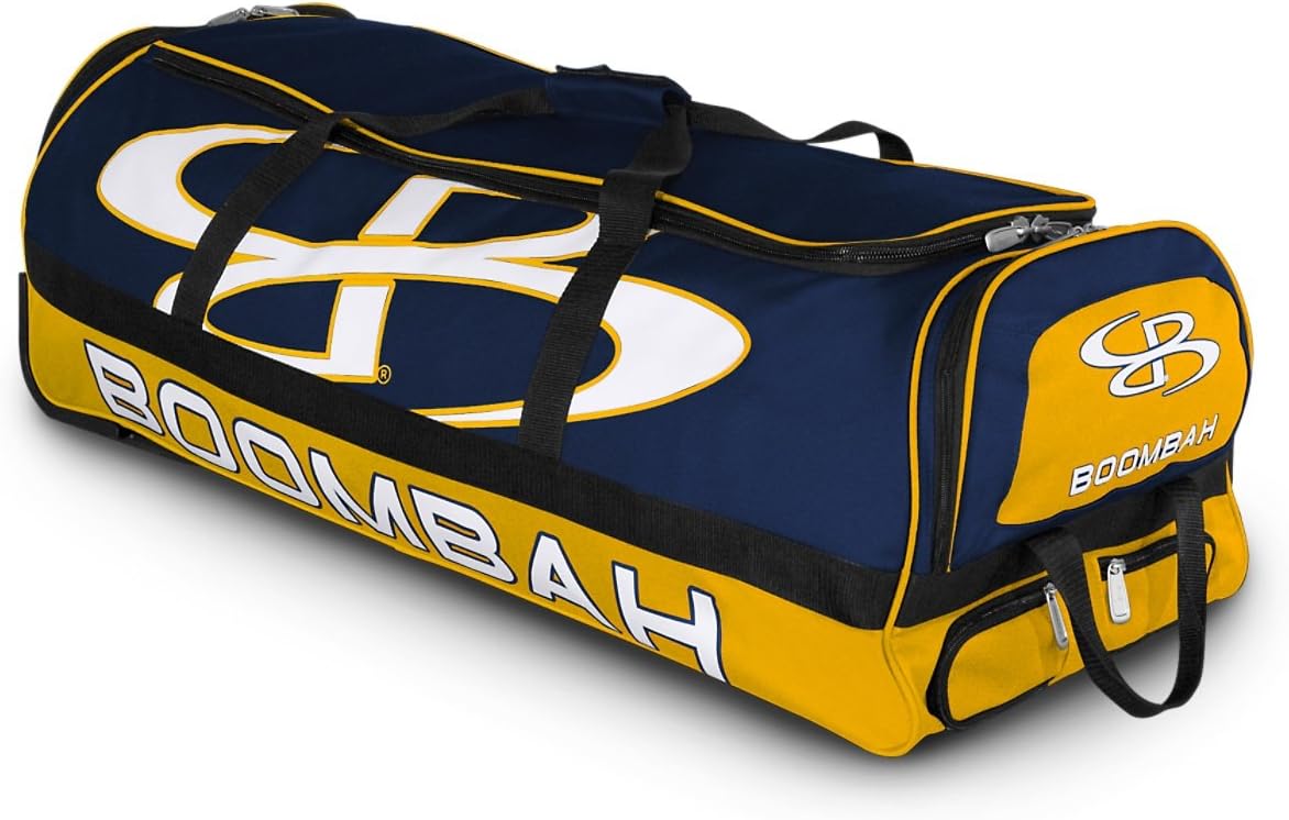 Boombah Brute Rolling Baseball/Softball Bat Bag - 35" x 15" x 12-1/2" - Holds 4 Bats and Room for Gear - Wheeled Bag
