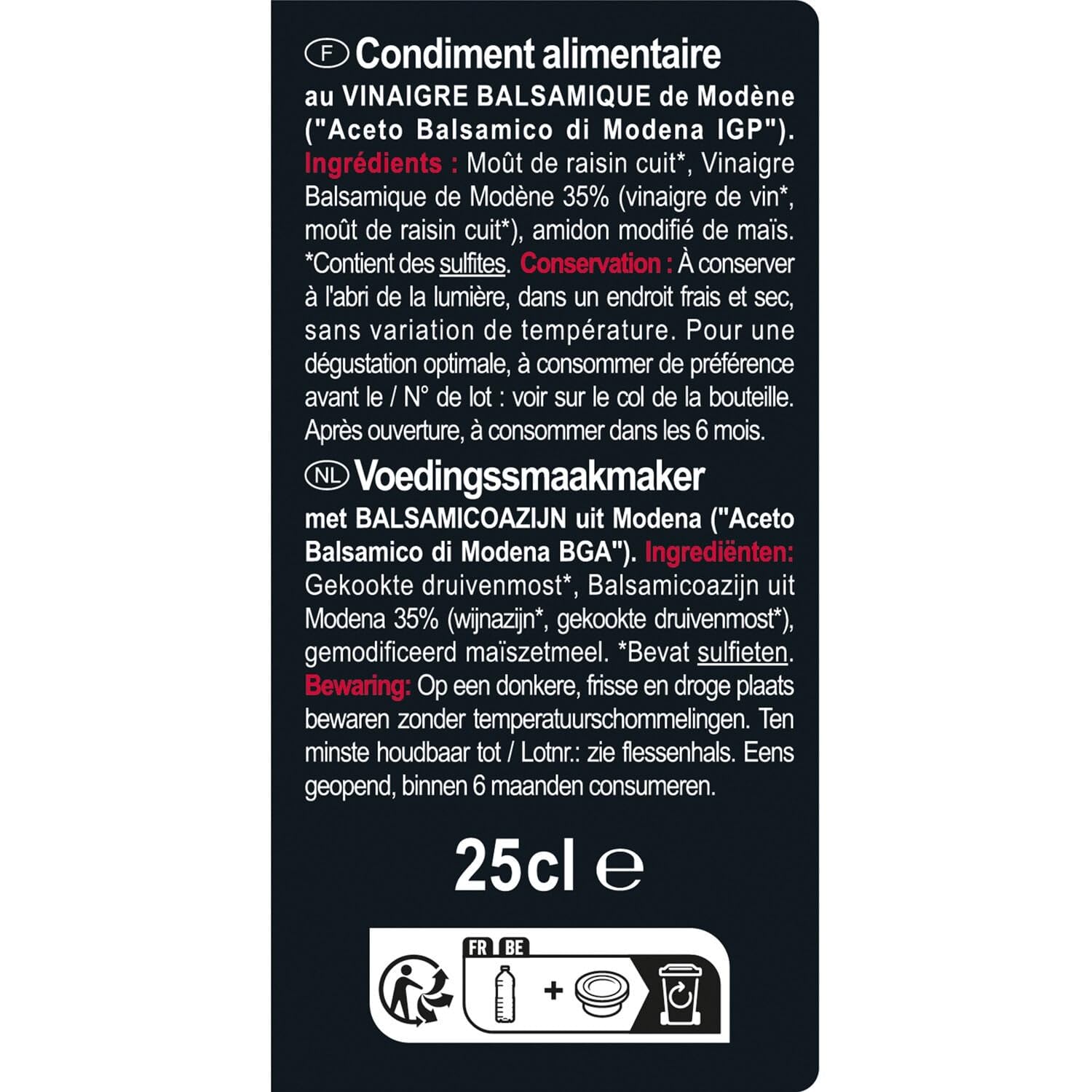 CARREFOUR SELECTION Crème de Vinaigre Balsamique de Modène IGP - Format 25 cL - Bouteille en plastique avec bouchon flip-top - Recette italienne à base d'Aceto Balsamico di Modena IGP - Lot de 3