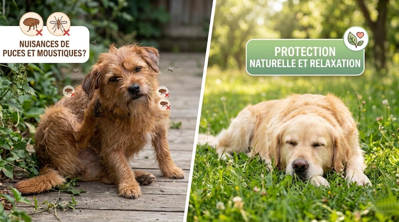 Ecopets Defender Pesticide Naturel pour Chiens à l'Huile de Neem - Protection contre les Puces, Tiques, Moustiques et Mouches - Doux pour une Utilisation Quotidienne avec des Huiles Essentielles et