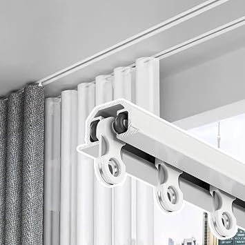 Hidden Ceiling Curtain Track, ecessed Invisible Curtain Track, Ceiling Mount Aluminum Alloy Nano Silence Track for Living Room Bedroom Windows/Room Divider16ft/4.9m/192in, White