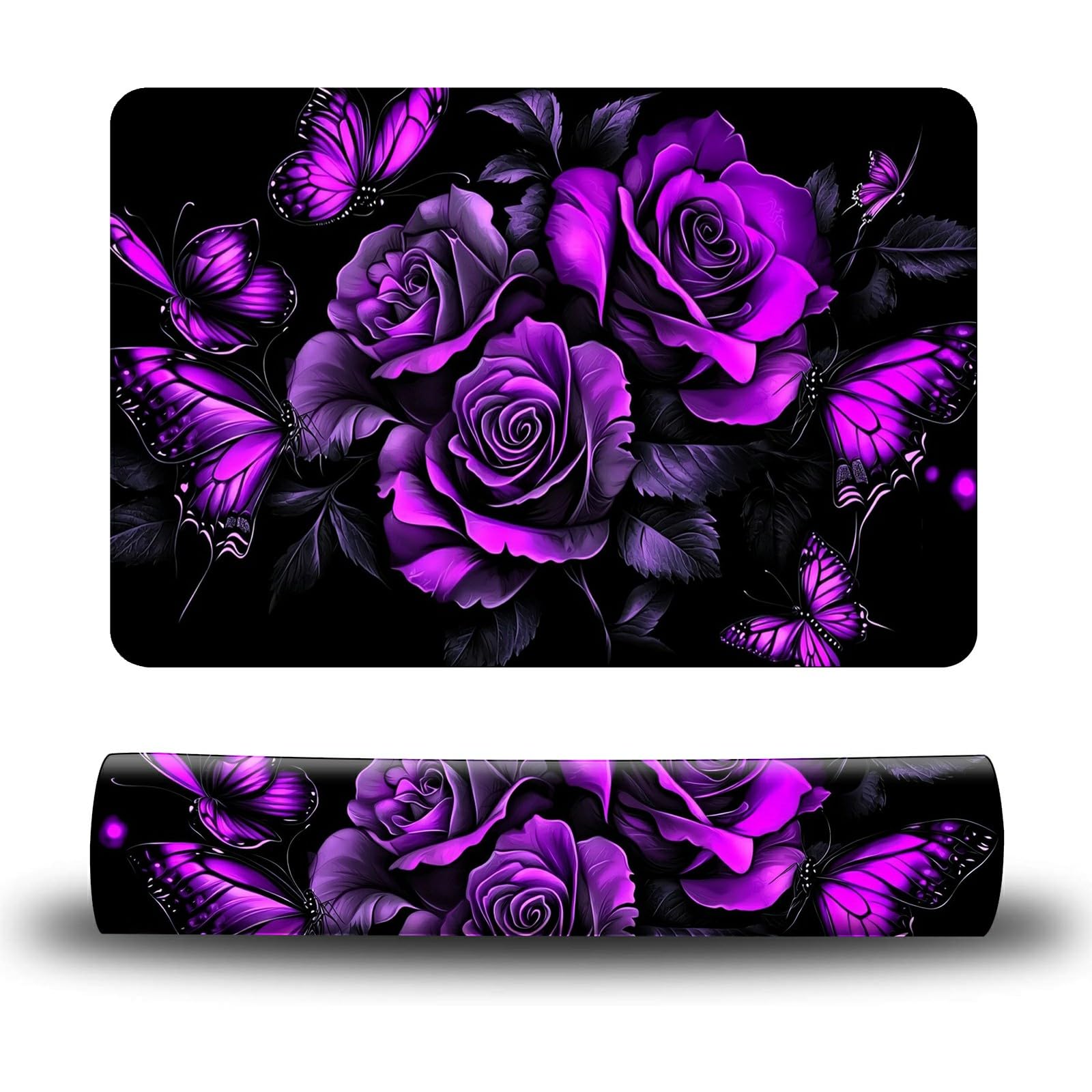 Dikoer Dog Food Mat, 15.7" x 23.6" Absorbent Pet Feeding Mat for Food and Water, Waterproof Diatom Mud Pet Placemat with Non-Slip Rubber Backing, Easy Clean Cat Bowl Mat for Floors - Purple Rose 3