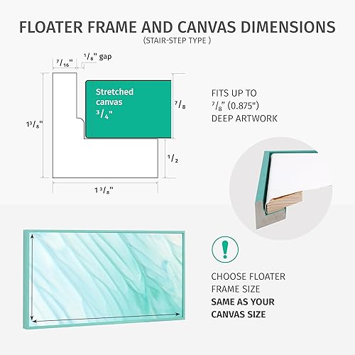 Miniatura 4 de Marco flotante de 12 x 36 pulgadas para pinturas en lienzo. 12 colores. Marco flotante para lienzos y paneles de madera estirados de profundidad de