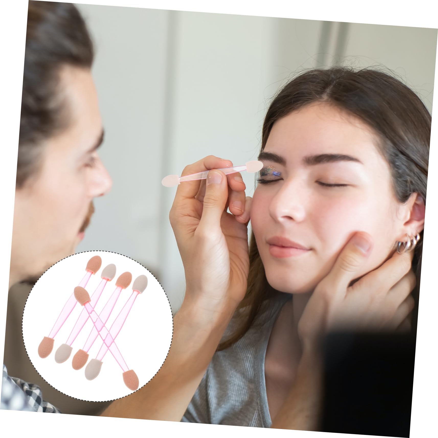 CLISPEED Eyeshadow Applicators Non-s Scratchy Sponge Tips Easy to Carry for Travel for Parties Weddings Daily Use Random