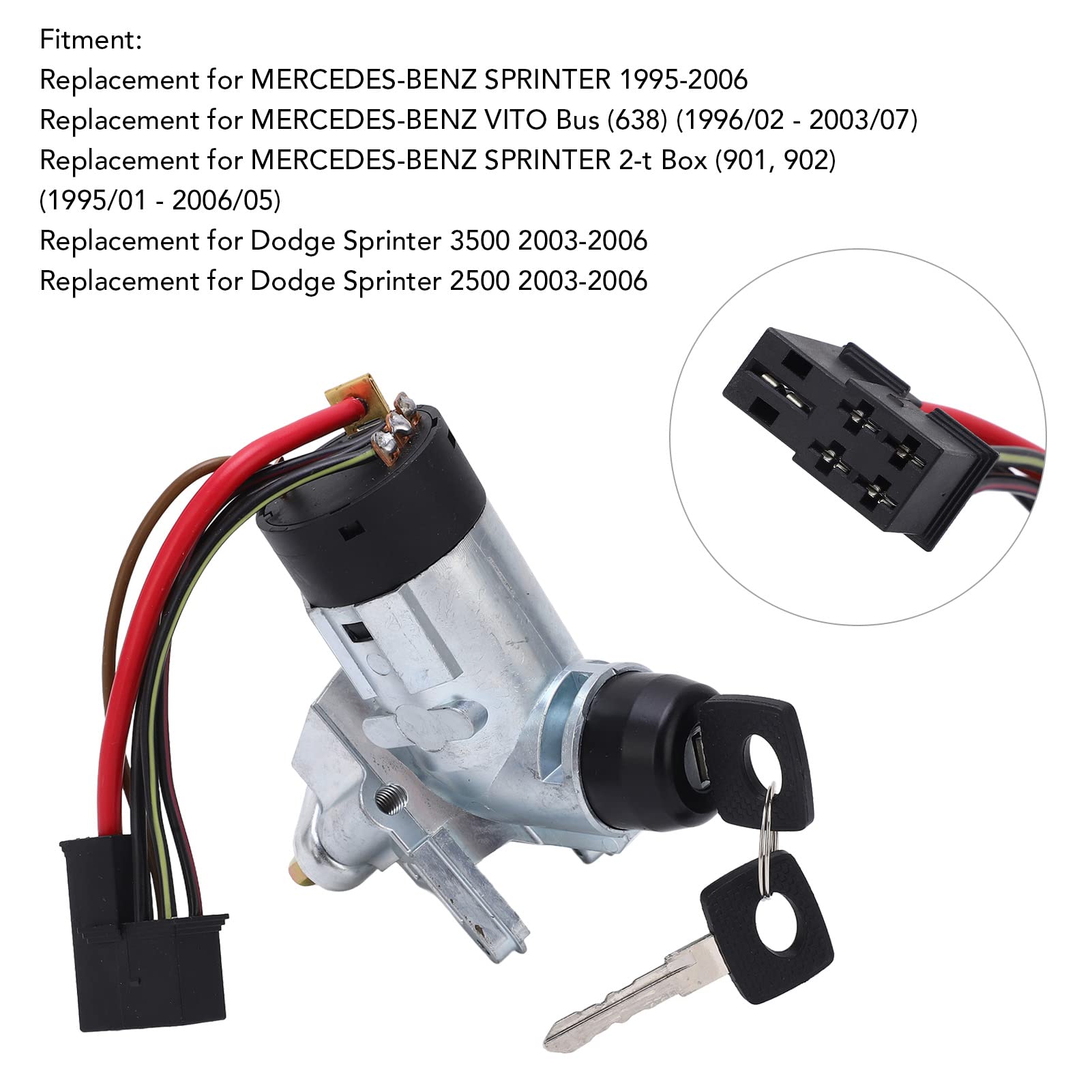 Commutateur de Démarrage D'allumage, Démarreur de Commutateur de Clé de Démarrage D'allumage Avec 2 Clés 000 545 81 08 Remplacement Pour MERCEDES‑BENZ SPRINTER