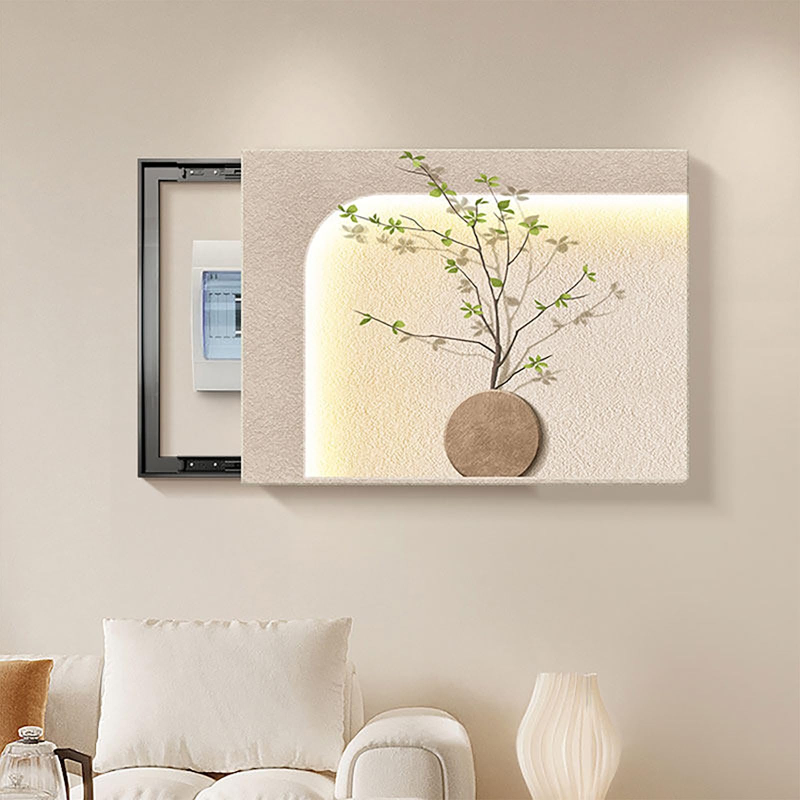 Genérico Cubierta Moderna para Panel eléctrico de Montaje en Pared, Mueble Decorativo para Caja de fusibles para el hogar y la Cocina, Elegante diseño para Caja de contadores para Pasillo y dormitori