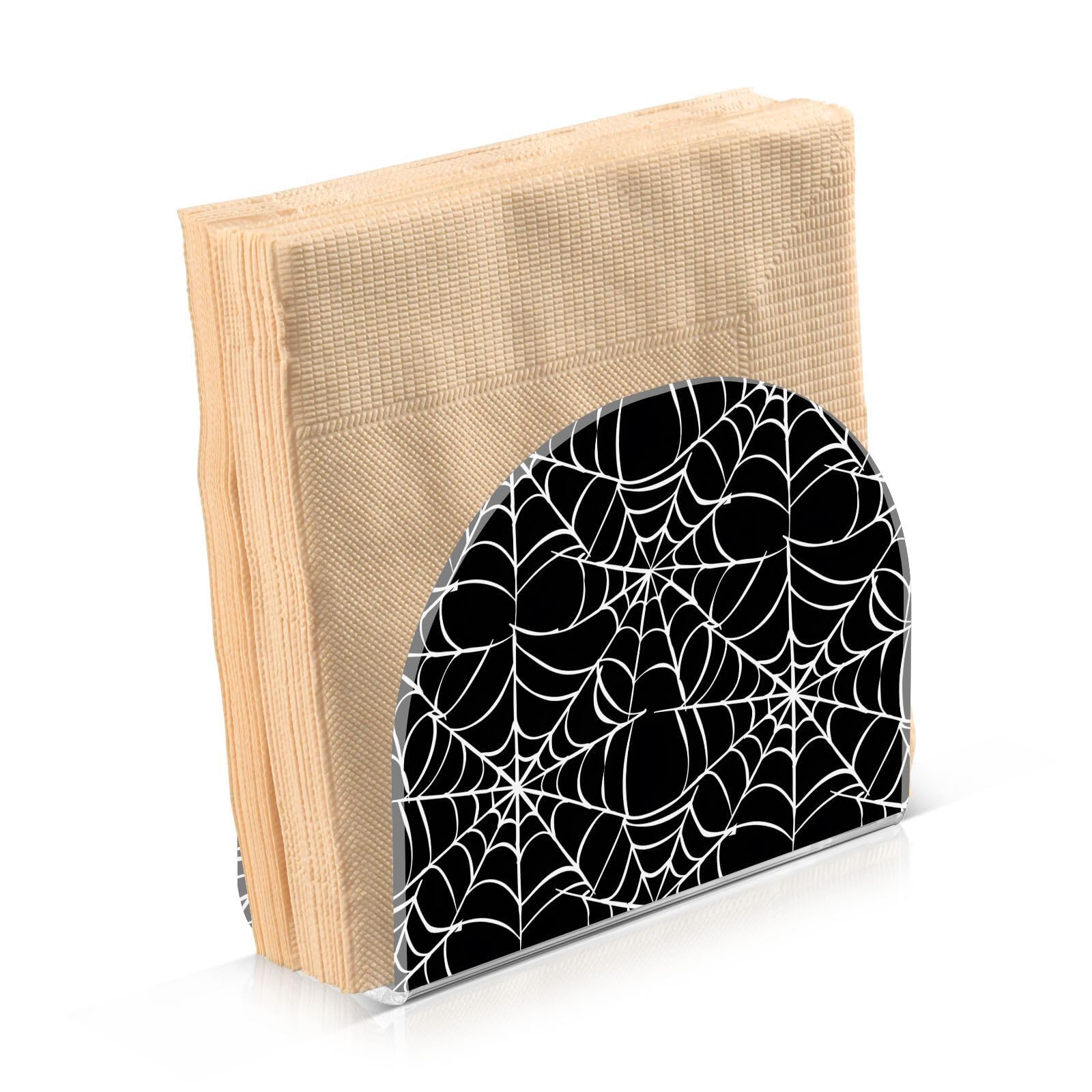 Servilletero de telaraña de Halloween para mesa, servilletas, dispensador de pañuelos acrílicos, cocina, comedor, baño, fiesta, decoración de coche