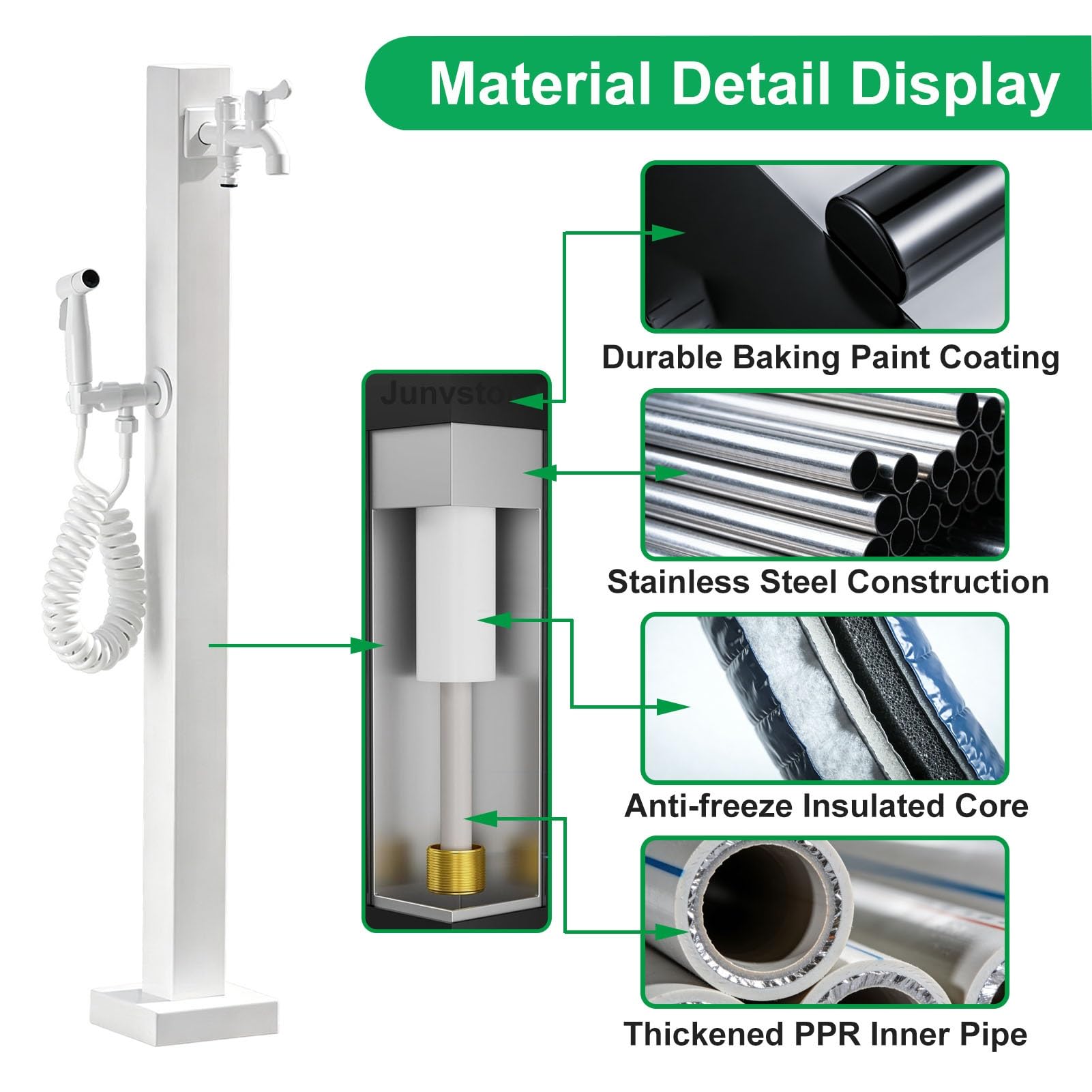 Hidrante De Jardín Blanco Vertical, Grifo Exterior A Prueba De Congelación, Columna De Agua con Manguera, Grifo Exterior para Patio, Jardín, Césped, Riego Y Beber(Estilo 1,Height: 95cm/37.4in)