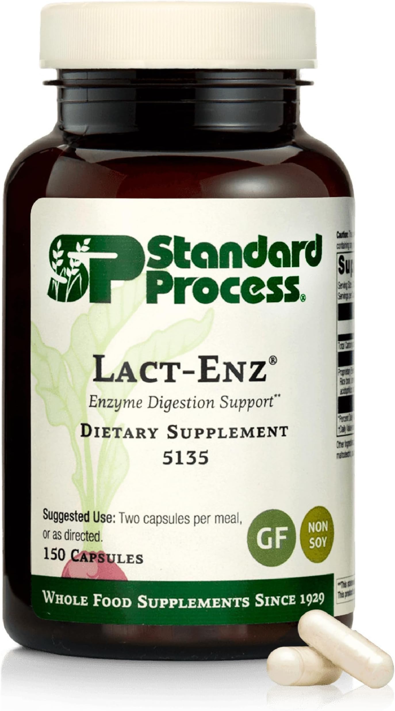 Standard Process Lact-ENZ Enzyme Digestion Support - Gluten-Free, Non-Dairy, & Non-Soy - Probiotic Digestive Care - 90 Capsules