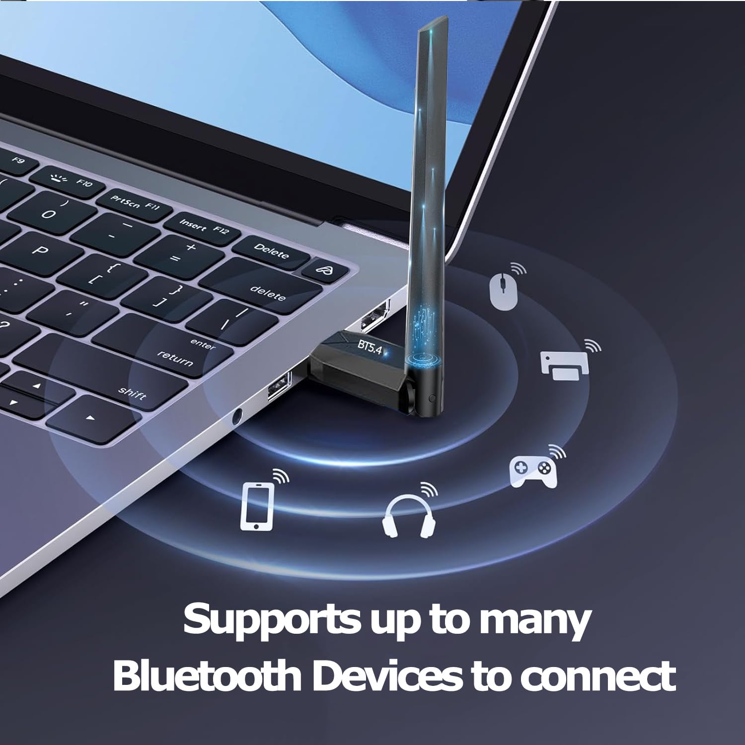 Yiko Adattatore Bluetooth USB 5.4, Dongle Bluetooth 150M a Bassa Latenza, Plug & Play, per Windows 7/10/8.1/11