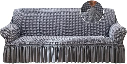 Funda elástica para sofá de fácil ajuste con falda, duradera, lavable, universal, de alta elasticidad, protector de muebles para niños, mascotas (L,