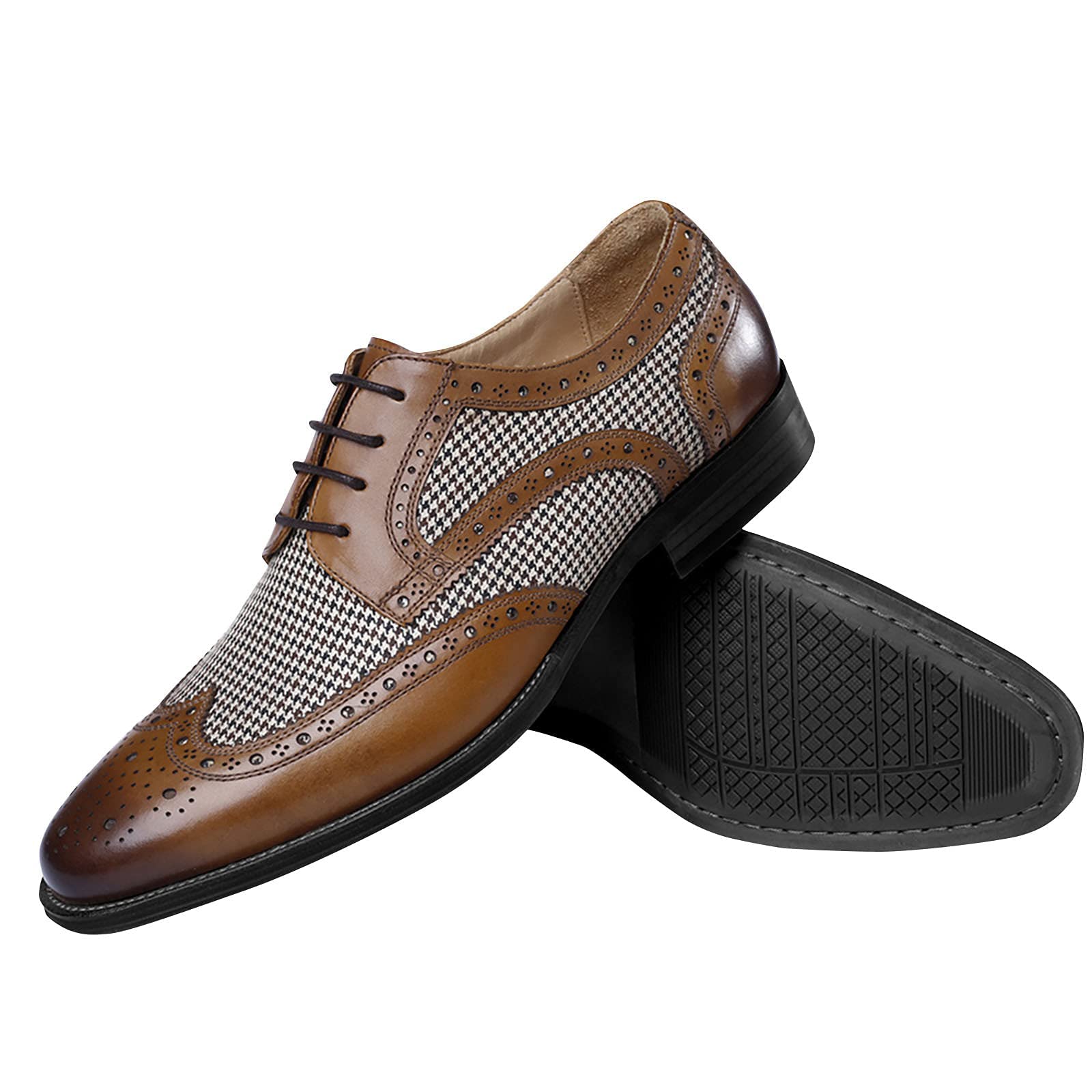 BORAMAX Mens Dress Shoes Oxford Shoes Mens PU Leather Business Derby Shoes Low Top Leather Loafers Red-45