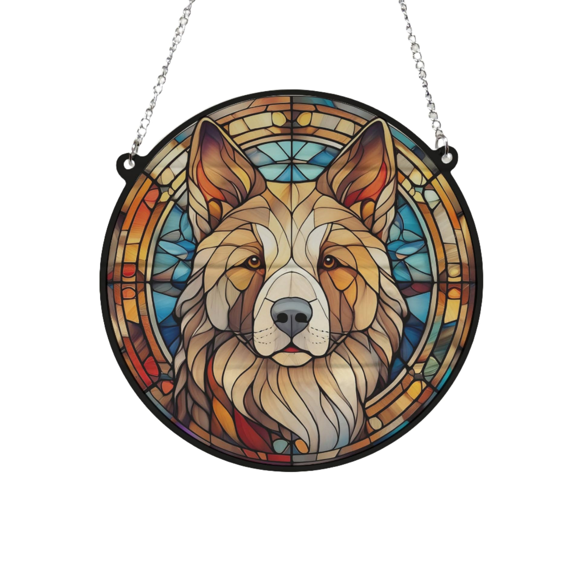 Akita Stained Glass Effect Suncatcher Gift for Dog Lovers - 13cm