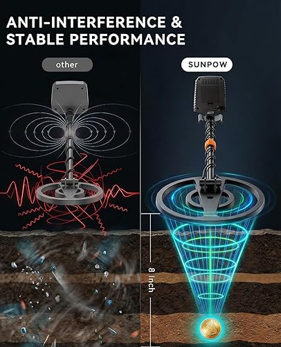 Miniatura 3 de SUNPOW Detector de metales para adultos y niños, kit de detector de metales para niños, resistente al agua para detección de oro, antiinterferencia
