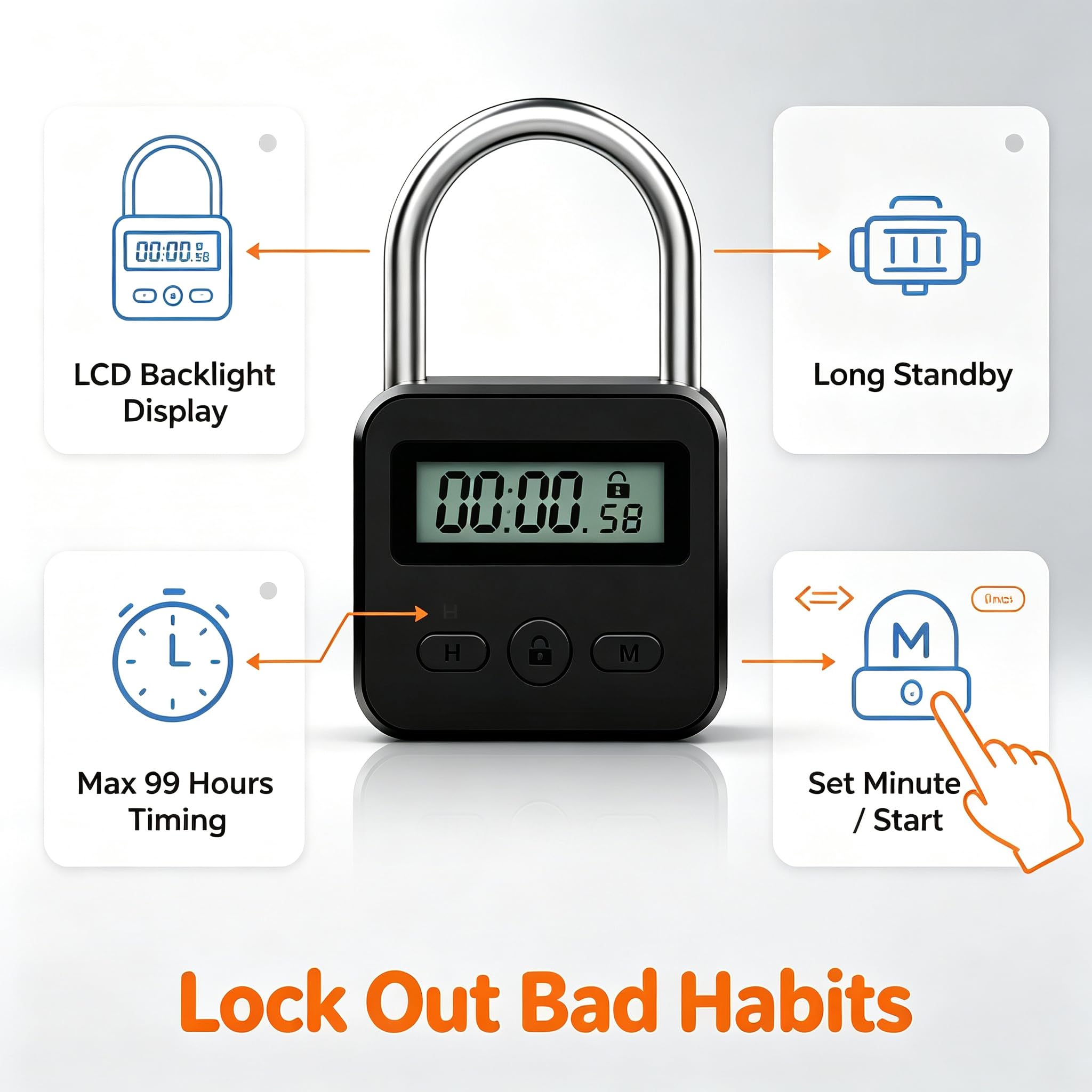 Metal Timer Lock - Electronic Padlock with LCD -2 Metal Timer Lock - Electronic Padlock with LCD -2