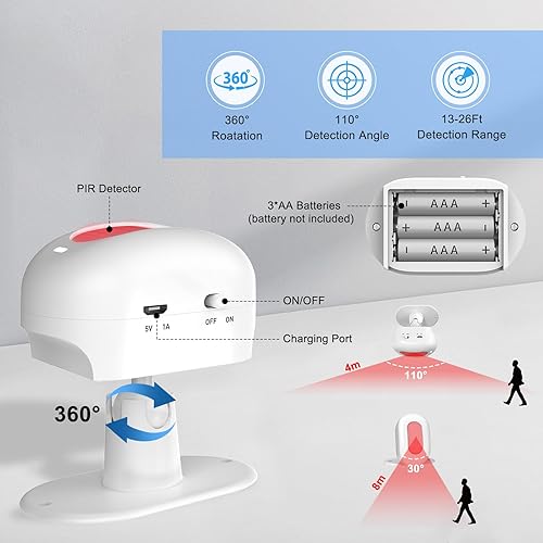 Miniatura 4 de SanJie Timbre de entrada para puerta de negocios - alarma de timbre con sensor de movimiento, recordatorio para cuidadores de ancianos