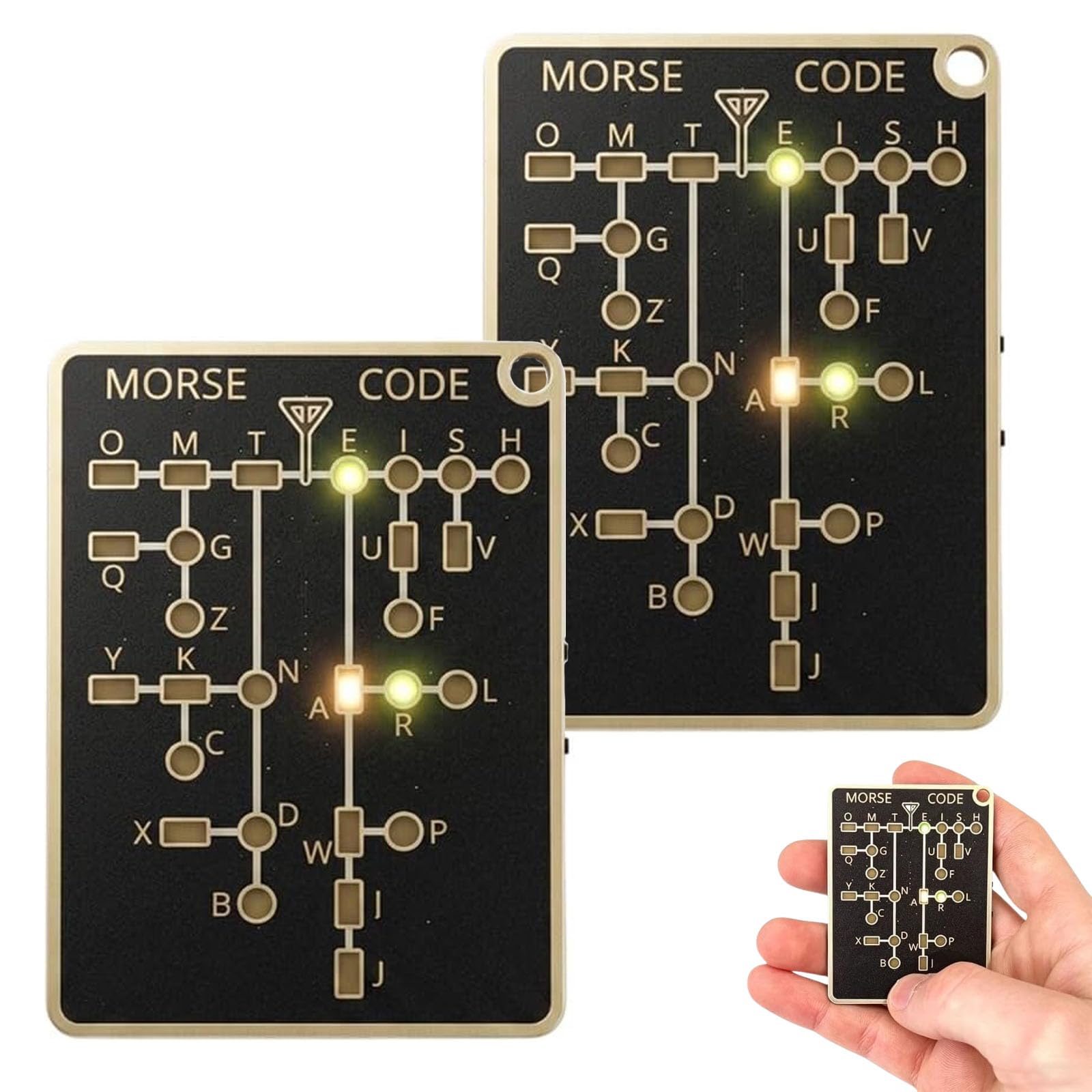 Morse Code Trainer Card Pro, Interactive Morse Code Learning Device, Real Time Decoding LED Signal Sound Modes, Portable Telegraph Practice Kit, Record Playback Gadget for Adults Beginners (1pcs) — view 6