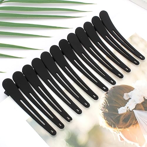 Miniatura 9 de YISSION 12 piezas de pinzas para el pelo para peinar y seccionar, pinzas de cocodrilo mate de 3.1 pulgadas sin arrugas con pico de pato, pasadores