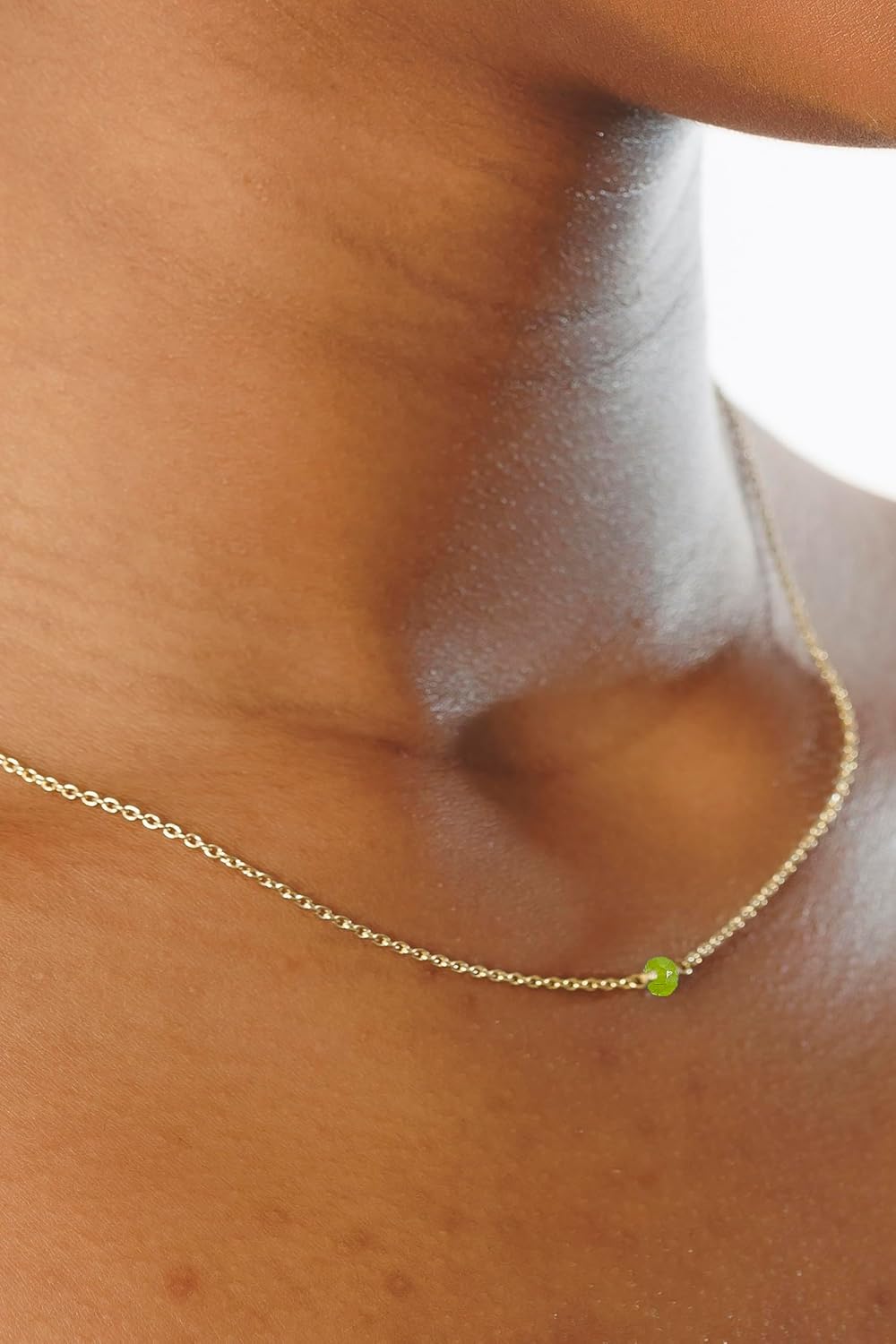 Peridot Necklace for Women, Premium Gold Minimalist Bead Necklaces - Tarnish Free 18K Gold Vermeil Certified S925 Classic Gold Jewelry for Women - Mothers Day Gifts for Mom