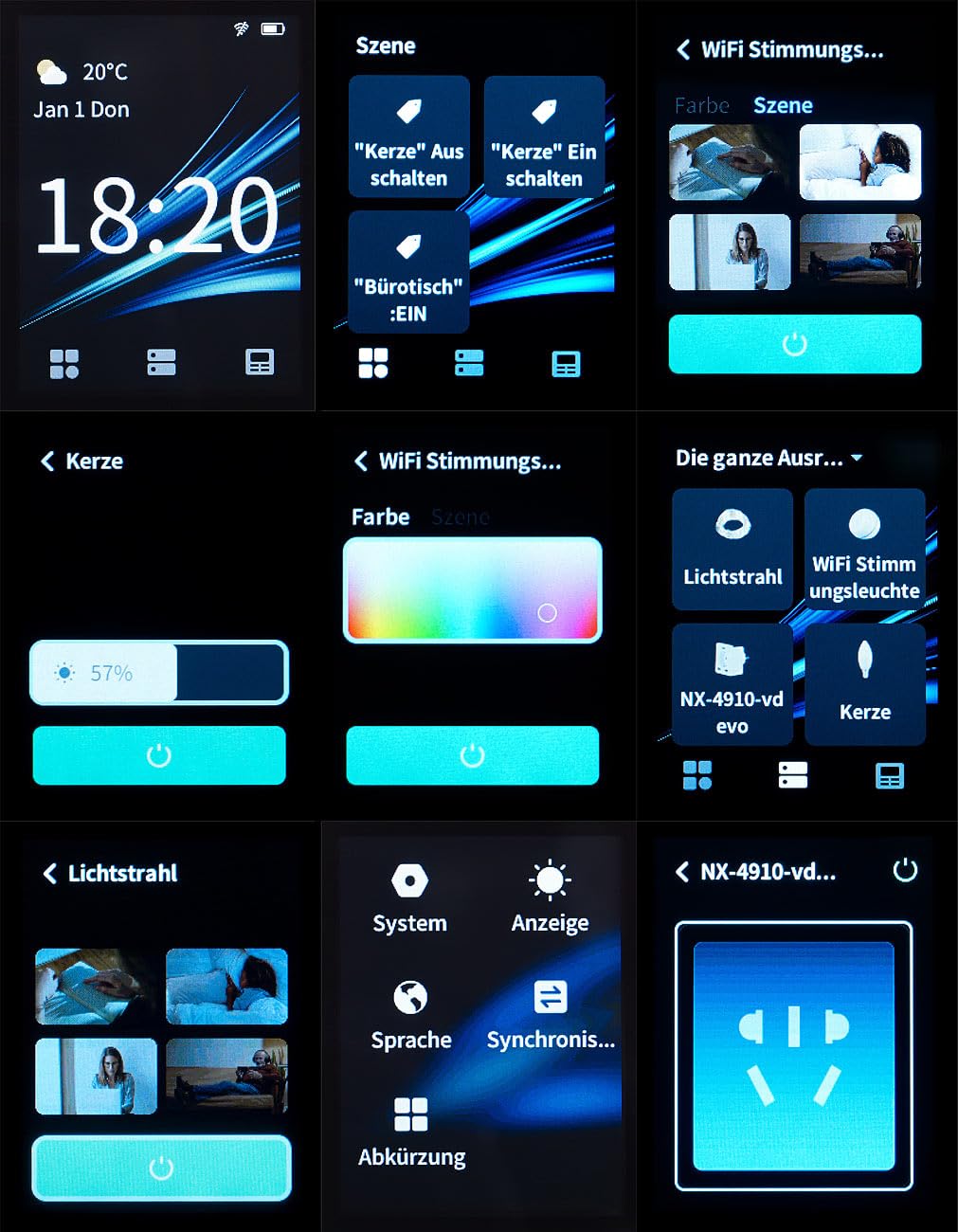 Luminea Home Control Smart Home Fernbedienung: 2in1-WLAN- und IR-Touch-Fernbedienung für ELESION-Szenen, Hifi & Co. (Universal Touch, Programmierbare, Sat)