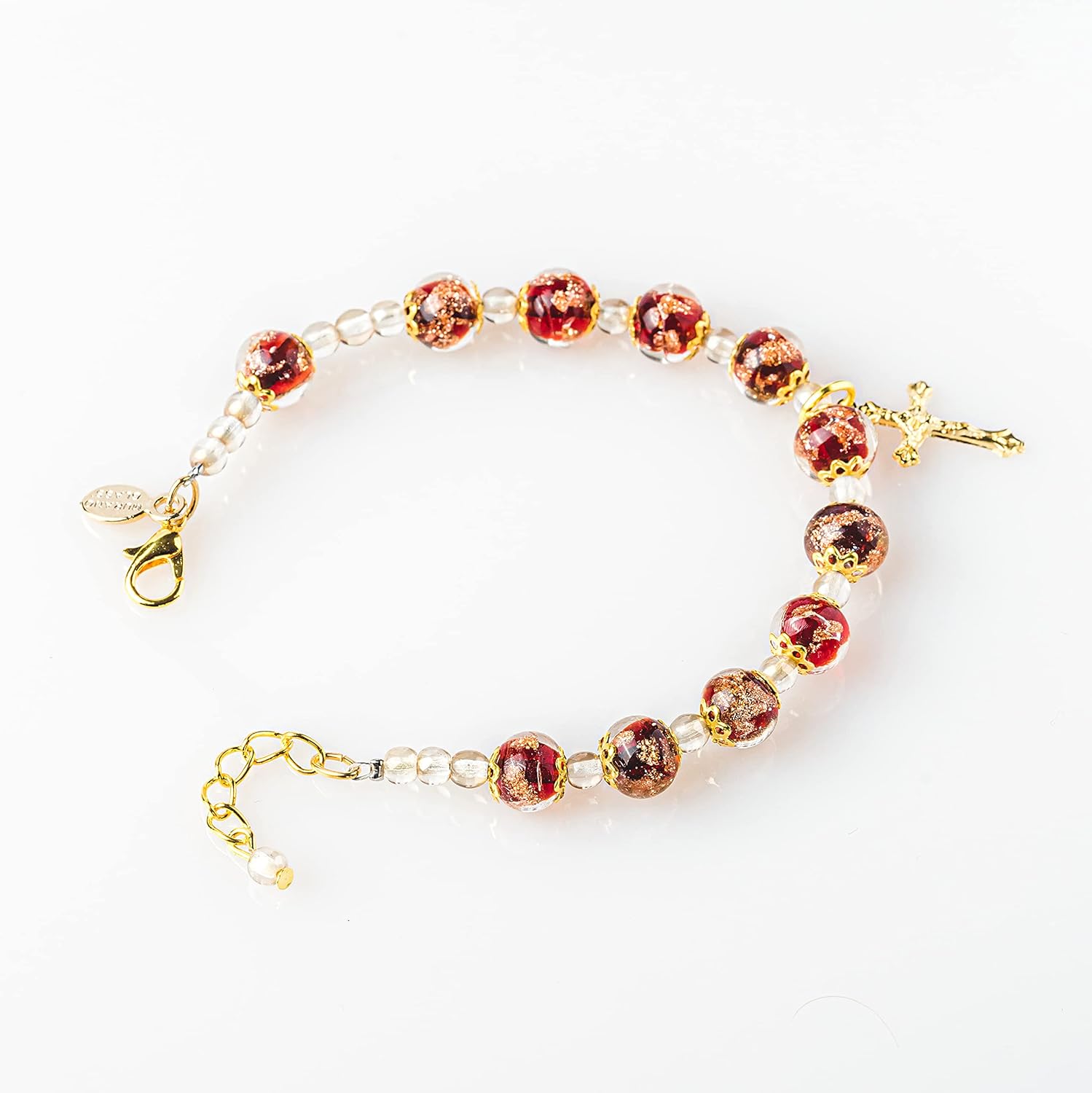 Handmade Bracelet - Murano Glass Rosary Bracelet - Aventurine Glass Beads - Hand Blown Glass