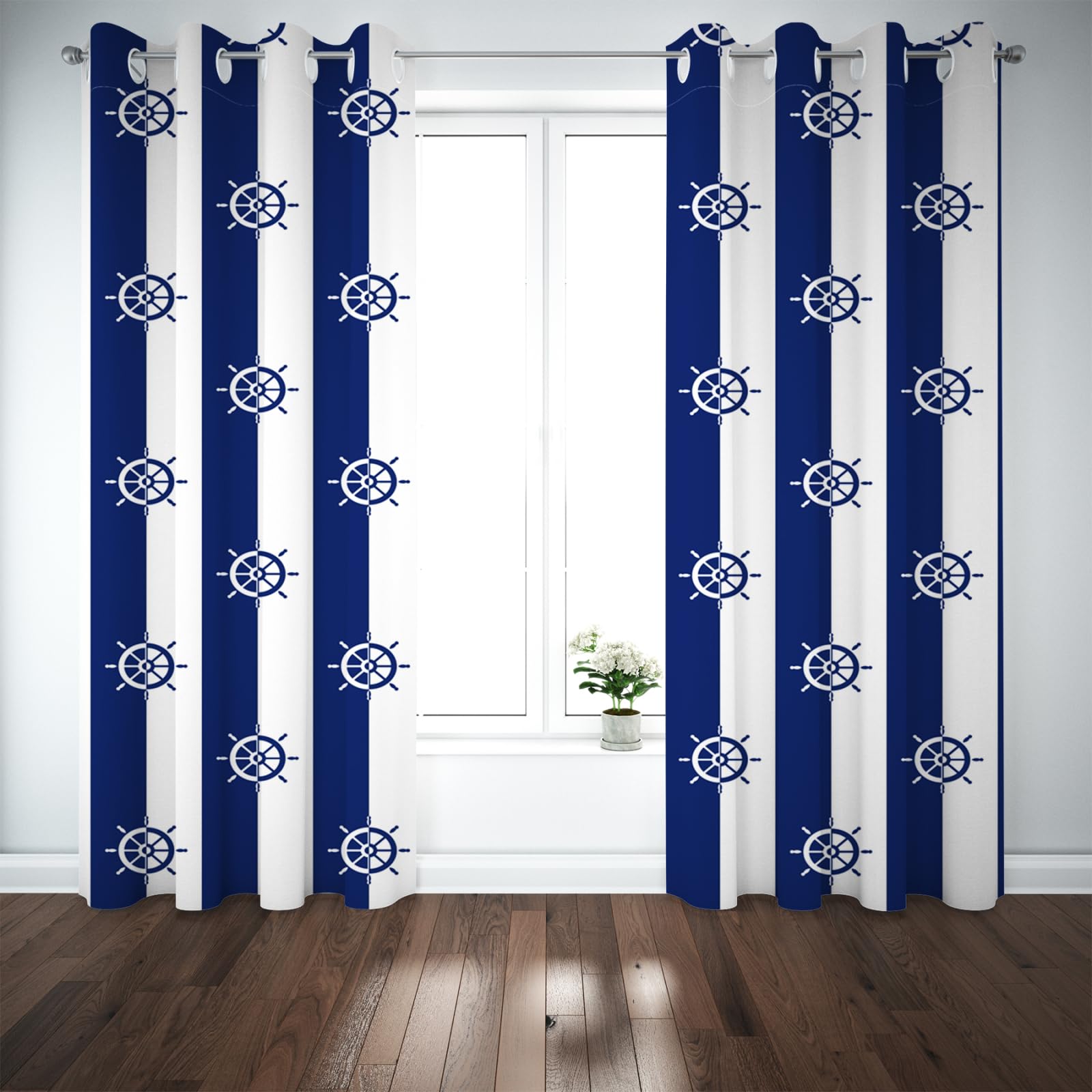 Amazon｜WJYMJJ 遮光カーテン子供部屋女の子男の子 青と白の