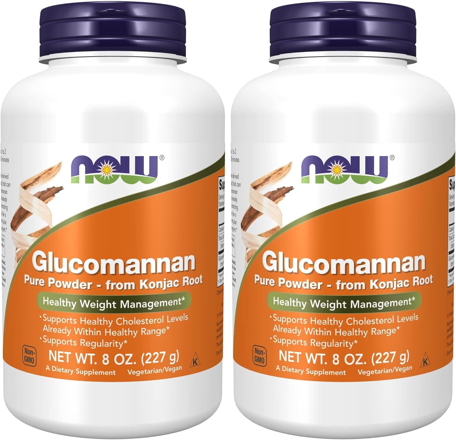 NOW Foods Supplements,Glucomannan (Amorphophallus konjac) Pure Powder,Supports Regularity*,Healthy Weight Management*,8 Ounce,(Pack of 2)