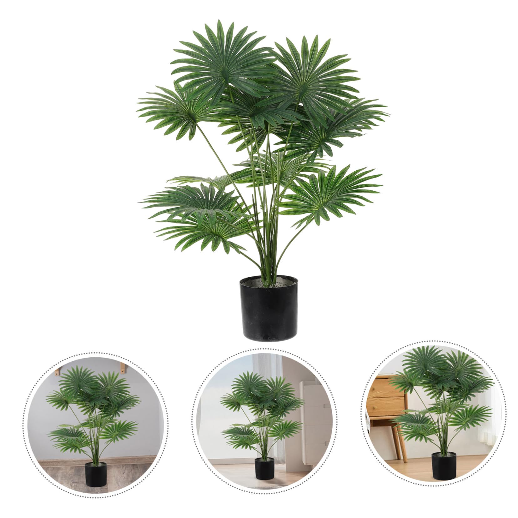Palma Artificiale da Tavolo in Plastica Verde per Casa | 24 Teste, Aspetto Realistico e Curato, Facile da Pulire, Decorazione per Soggiorno
