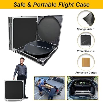 360 Photo Booth Machine for Parties, Magic Glass 360 Photo Booth (40.2''/100 cm) with RGB Ring Light, Remote Control, Money Gun, Customizable Logo for 5 People Stand with Flight Case