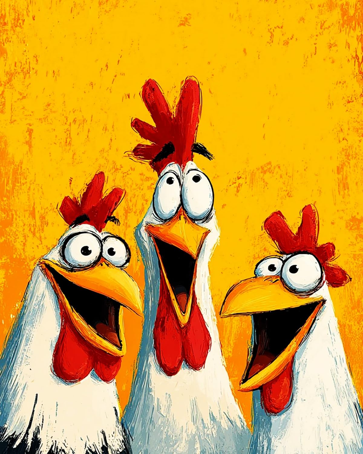 Liubaishi Multicolour Paint By Numbers For Adults, Diy Acrylic Painting Kit, Funny Chickens Theme, 40X50 Cm Linen Canvas With Brushes And Paints