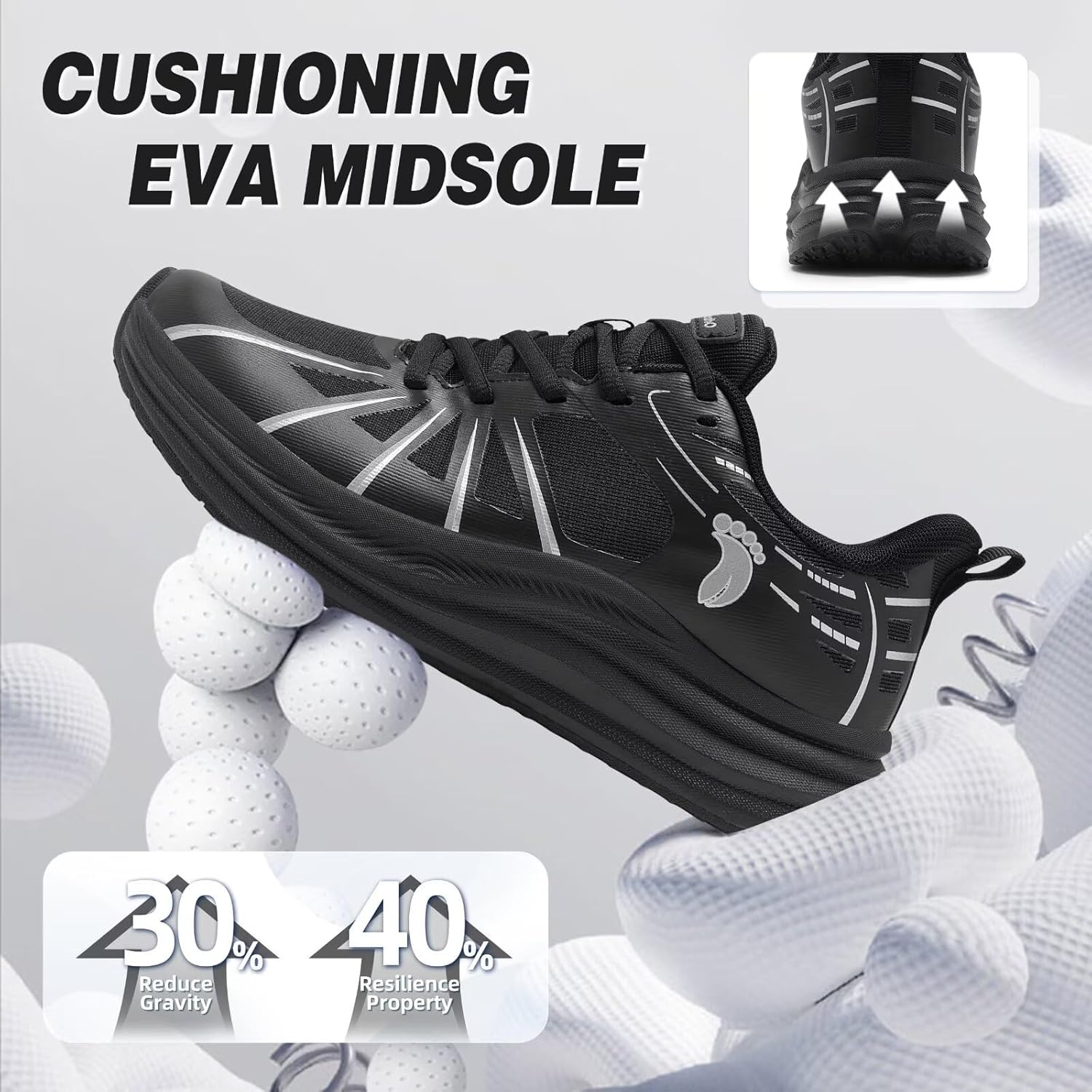 Men's Orthopedic Road Running Shoes: Comfortable Casual Arch Support Plantar Fasciitis Orthotic Sport Sneakers, Supportive Athletic Tennis Working Walking Shoes for Foot Heel and Pain Relief - Image 6