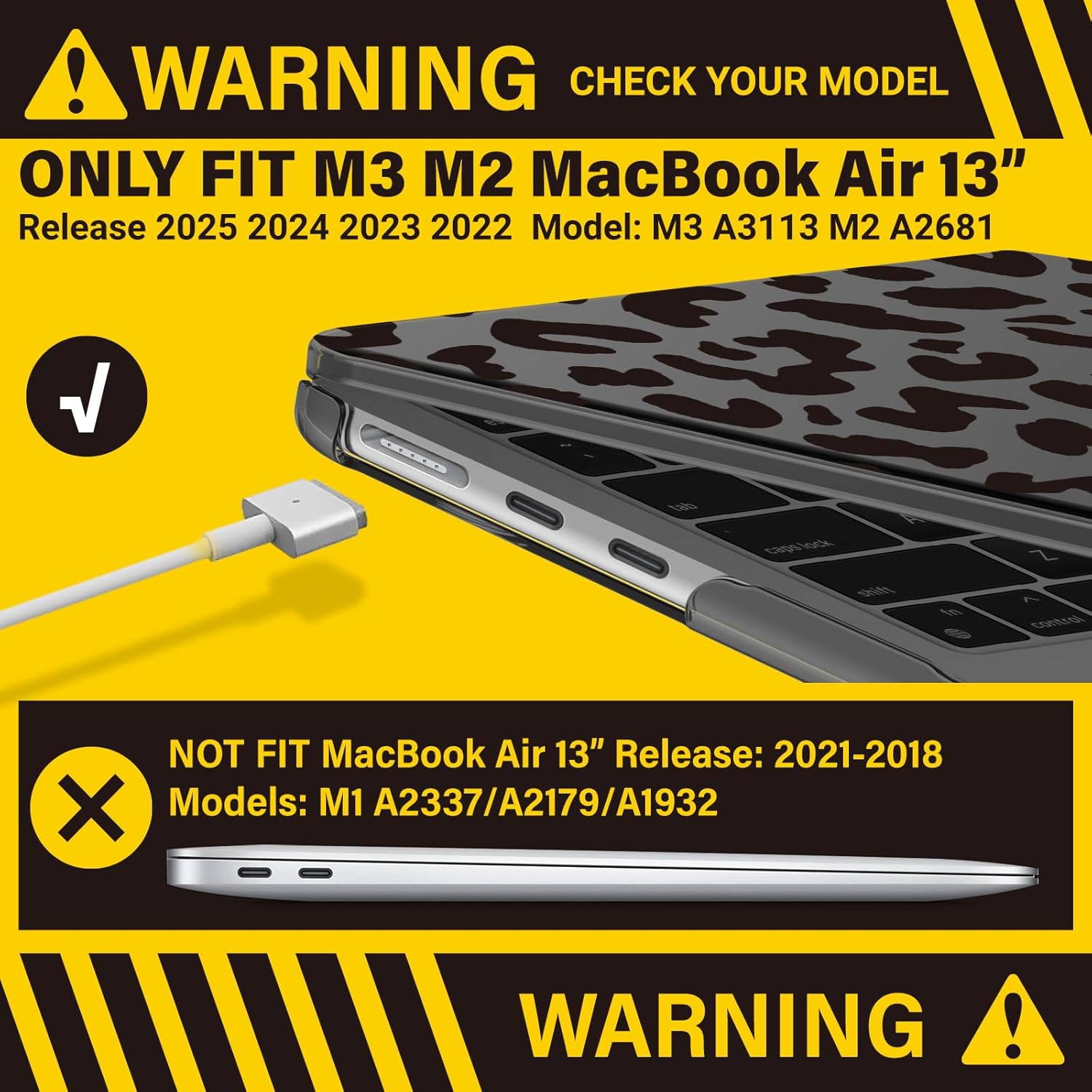 IBENZER MacBook Air 13 inch Case 2026 2025 2024 2023 2022 M4 A3240 M3 A3113 M2 A2681,Hardshell Case w/KeyboardCover ScreenFilm for MacBook air 13.6 inch case,Black Leopard, KK-LP-BK+2