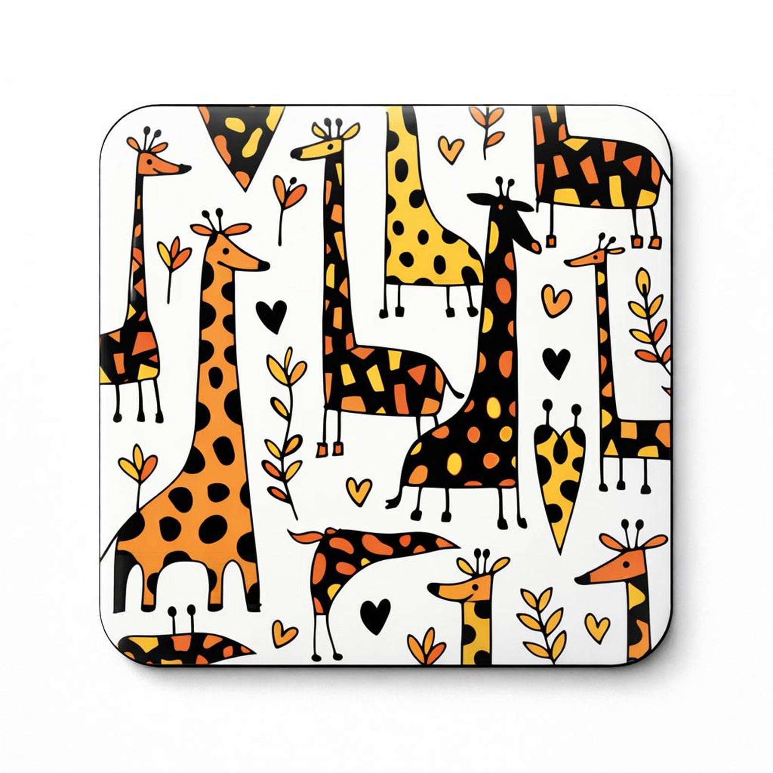 Half A Donkey Multicolor Safari Giraffe Coaster – Bright Orange And Yellow Wildlife