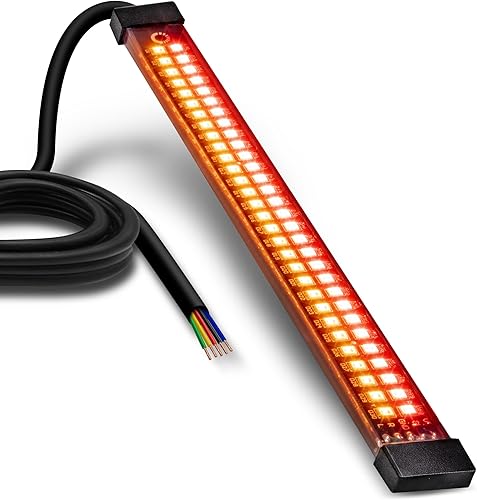 Juego de 2 tiras de luz LED ámbar de 5.0 pulgadas luces direccionales y de circulación IP68 resistente al agua 15 LED iluminación brillante y