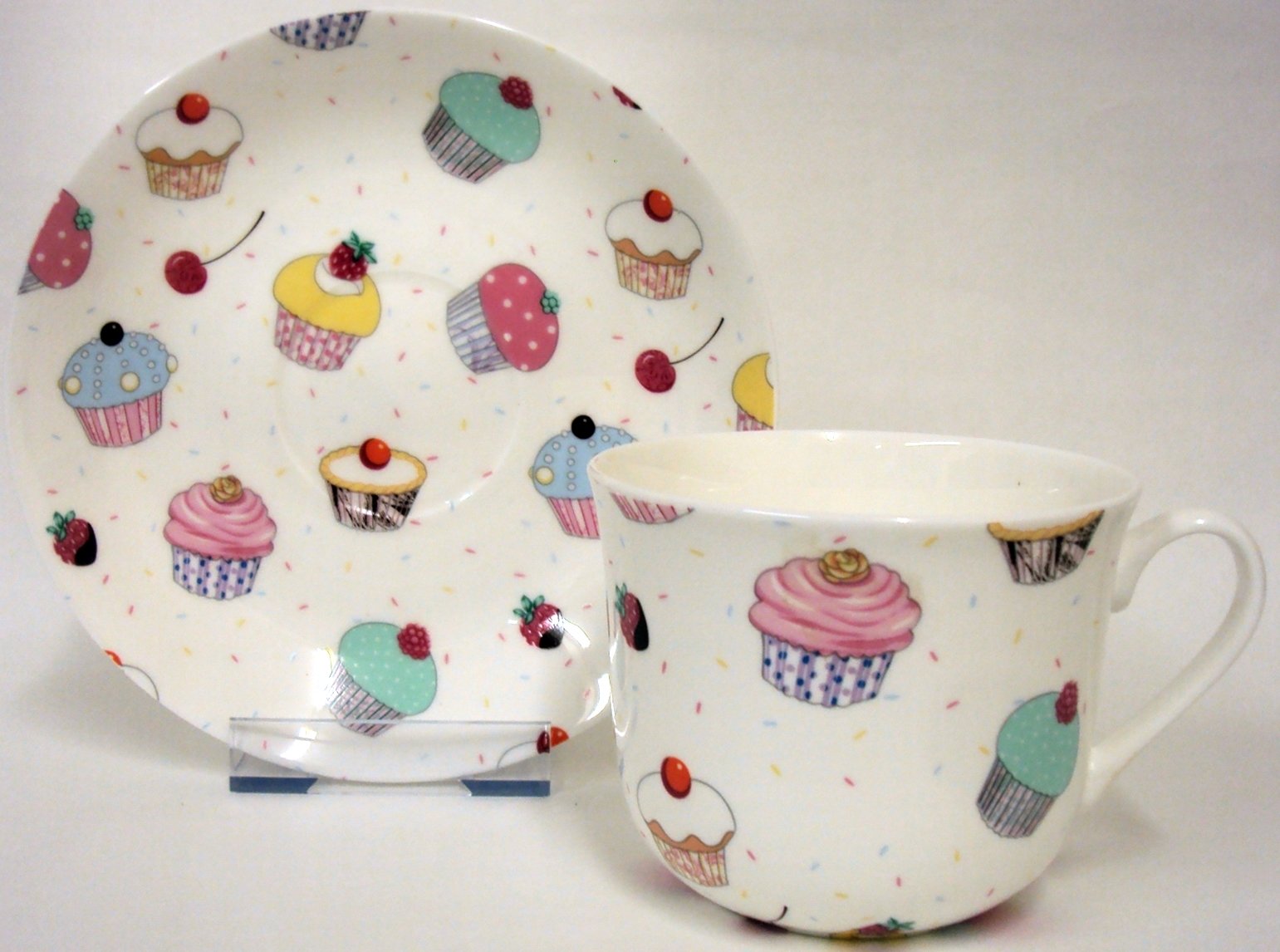 Fairy Cupcakes Breakfast Cup & Saucer Fine Bone China Large Cupcakes Cup & Saucer Hand Decorated in The U.K. Free UK Delivery