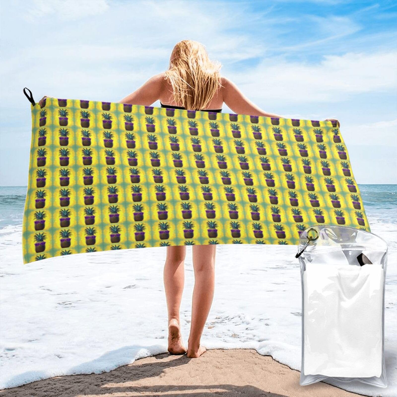 JBJGKHLP Psych Pineapple Quote Print Quick Dry Portable Towel For Beach Camping Hiking Yoga Fitness Outdoor Adventures