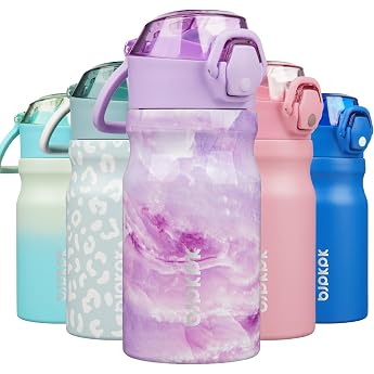BJPKPK 410ml Insulated Water Bottle with Straw Stainless Steel Double