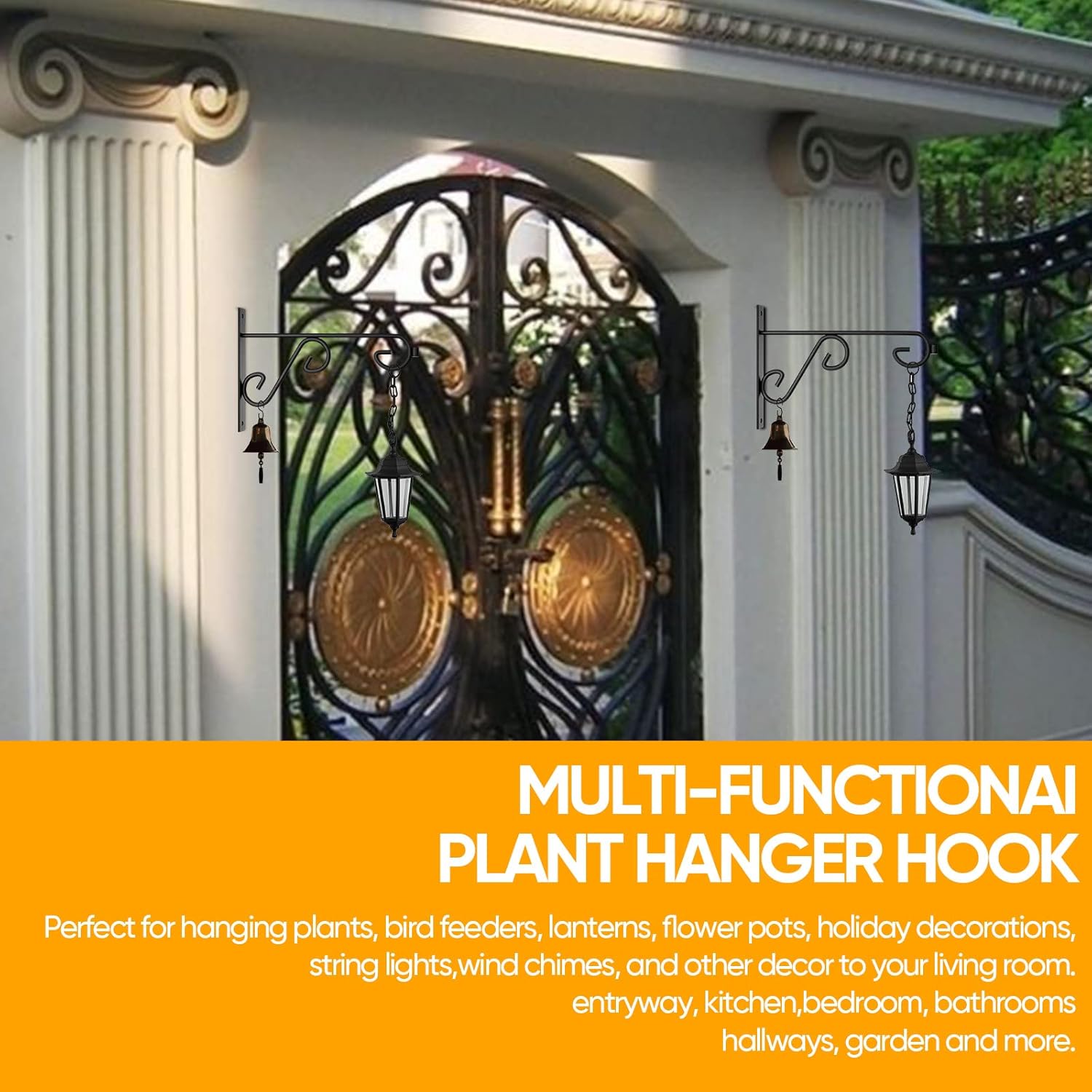 Plant Hanger Bulk,12Inch 8Pack Metal Wall Hook,Anti-Rust Indoor Outdoor Wall Hangers for Bird Feeders, Planters, Lanterns, Wind Chimes,Doorplate., Black