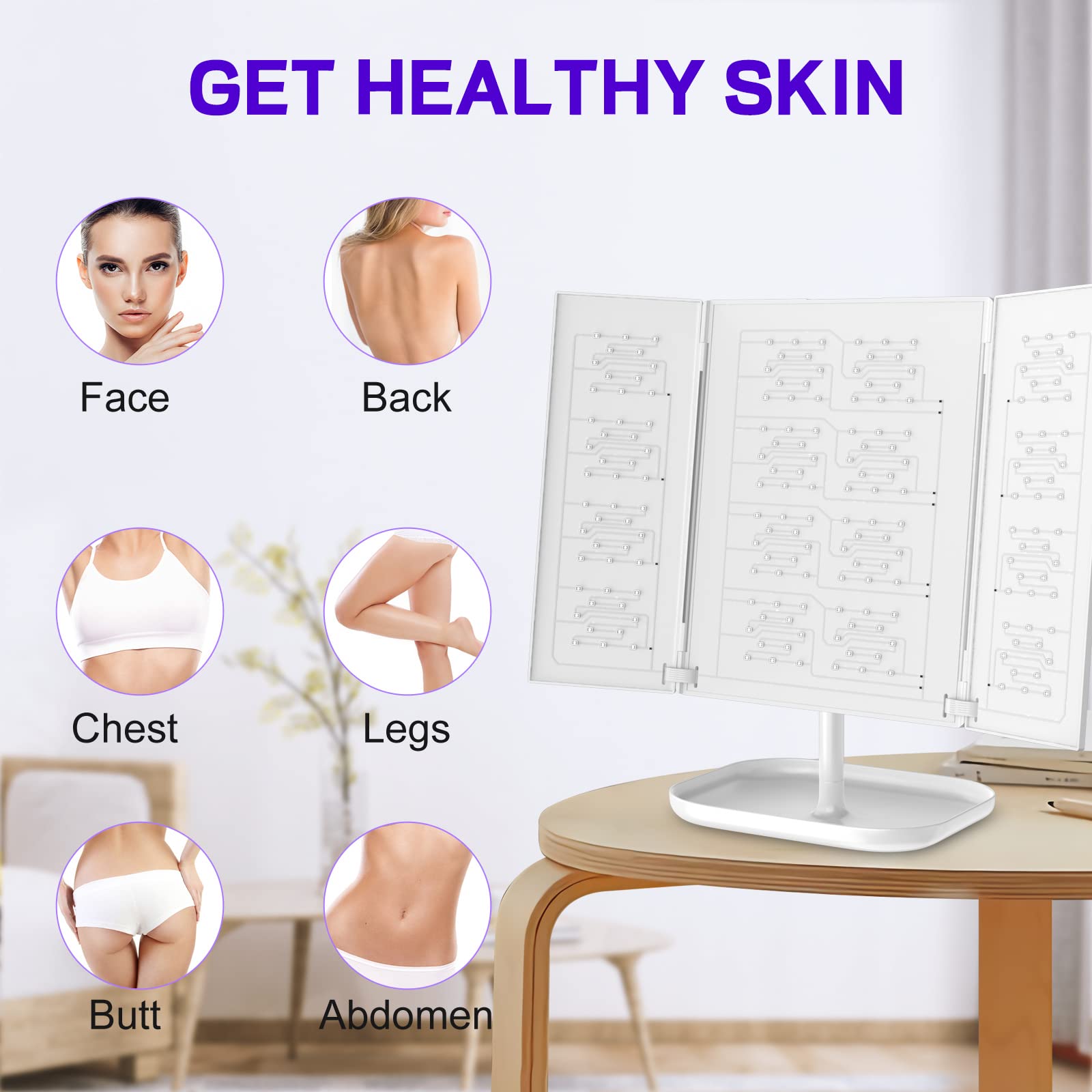 Cozion Lámpara de bronceado para el hogar, 24 W, lámpara de bronceado portátil con 192 LED, soporte ajustable, dispositivo plegable para cuerpo y cara