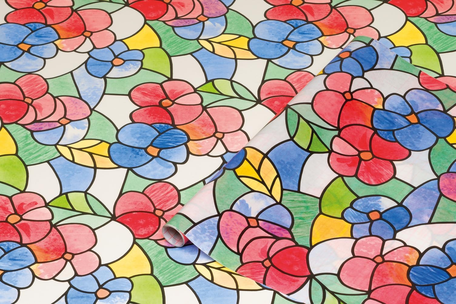 Self Adhesive Removable Privacy And Decorative Glass Window Decal Film For Home Office And Bath, Lisboa Red, 17.7'' X 78.7"