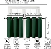 Vista 243 de Simplebrand Juego de 2 paneles de cenefa aguamarina para ventana de cocina de 14 pulgadas de largo, cortinas de oscurecimiento de habitación
