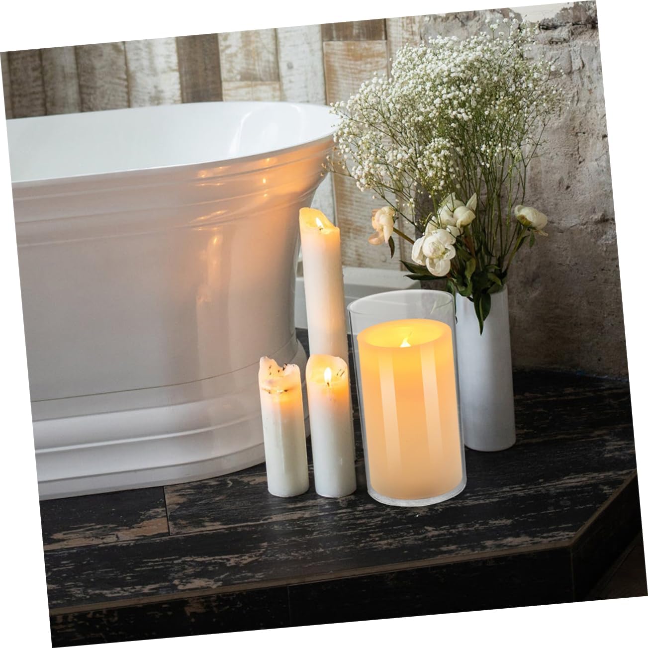 4pcs Glass Candle Covers Windproof Cylinder Candleholder Glass Chimney Tube for Pillar Candles for Restaurants and Cafes High Clarity and Handmade Craftsmanship
