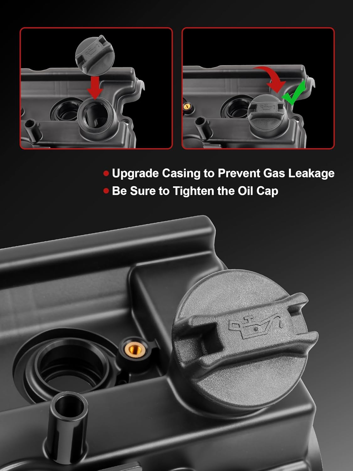 Valve Covers Compatible with 2005-2015 Xterra Pair Left Right Engine, 2005-2019 Frontier, 2005-2012 Pathfinder, with Oil Filler Caps and Gaskets and Bolts Replace 13264-EA200 13264-EA210