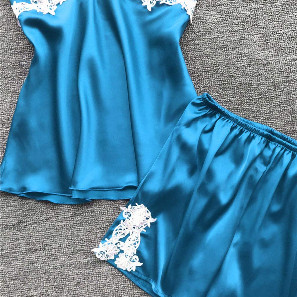 Nachthemden Frauen Nachtwäsche Spitze Sleepwear Sommer Kurz Pyjama Schlafshirts Shorty Nachtwäsche Schlafanzughose Schlafanzugoberteile Einfarbig Hausanzug Schlafkleid Kurz
