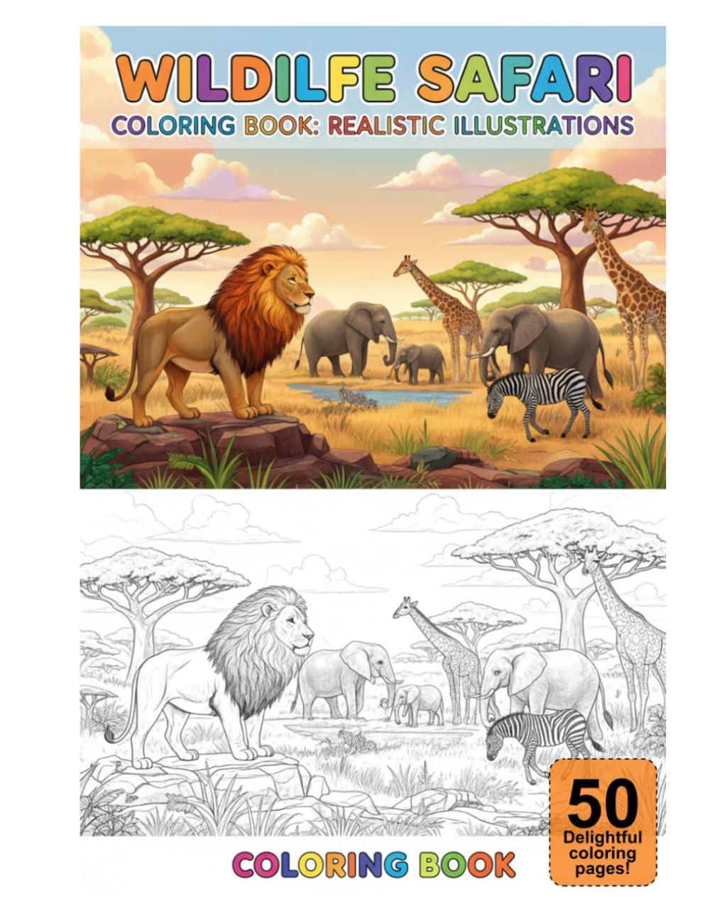Wildlife Safari Coloring Book: Realistic Illustrations